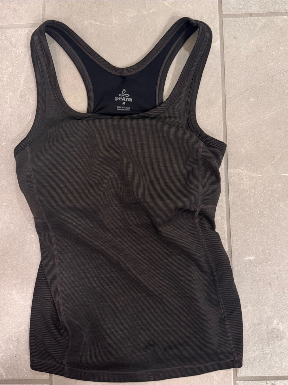 Prana Brown Racerback Tank Top with Built-in Bra